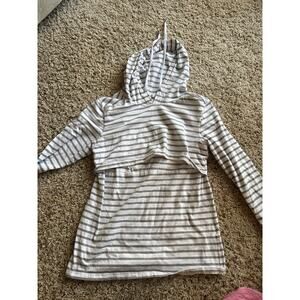 Ginkana White Gray Striped Maternity Sweatshirt Women's Size Medium